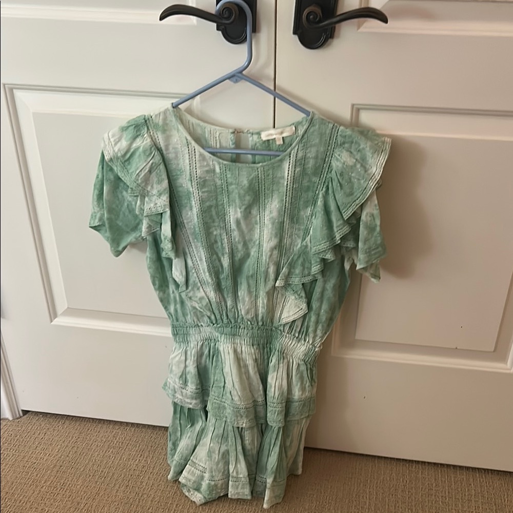 LoveShackFancy Natasha Green Cotton Mini Dress XS